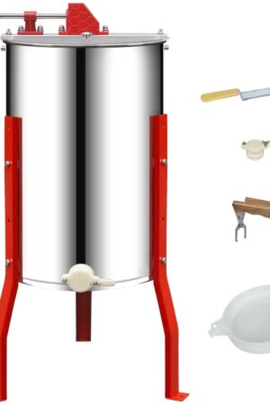 2/4 Frames Manual Honey Extractor Kit Include Frame Grip. Uncapping Knife and Double Sieve for Beekeeping Starter Harvest Honey