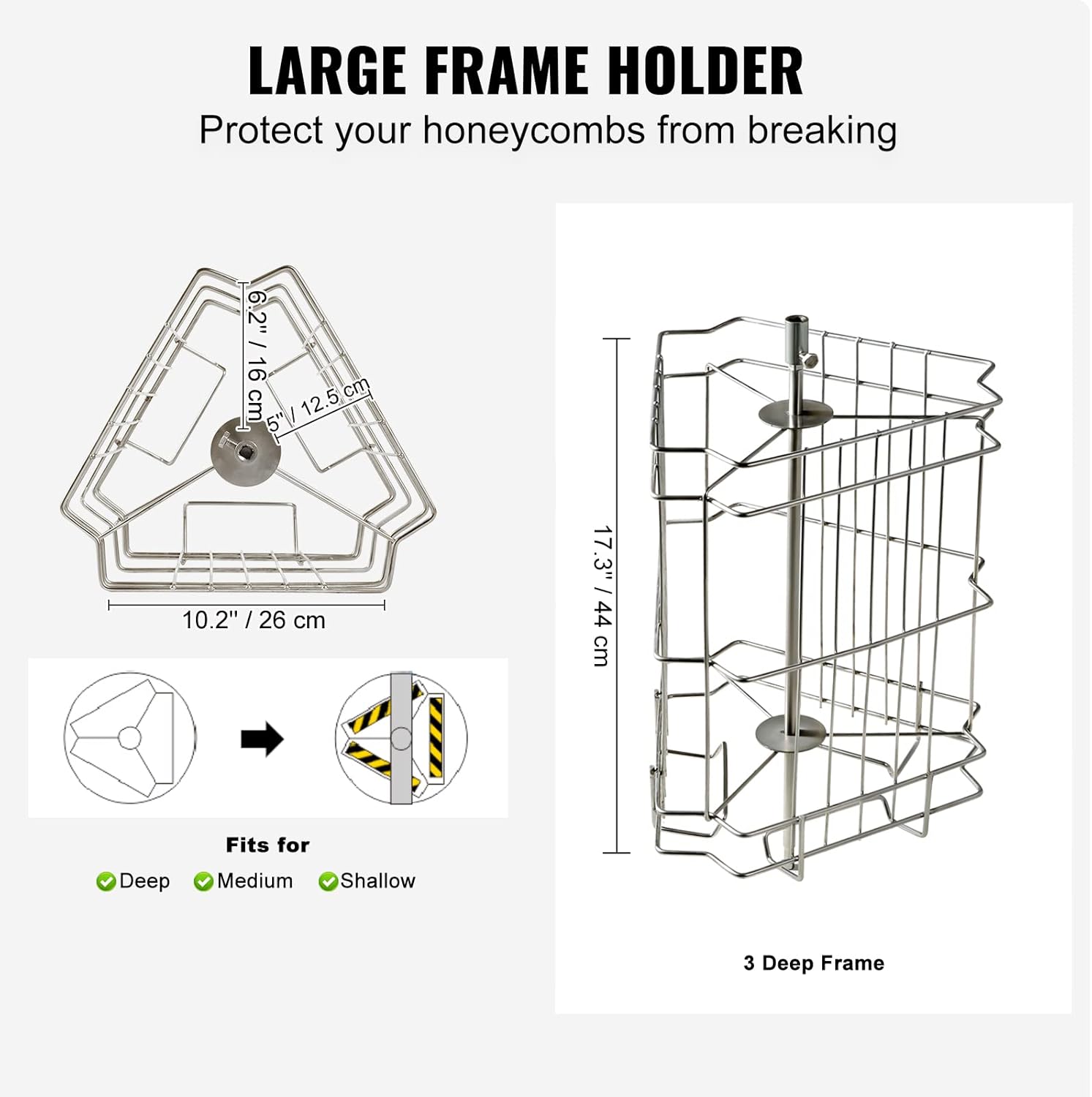 VEVOR 3 Frame Honey Extractor. Stainless Steel Manual Beekeeping Extraction. Honeycomb Drum Spinner with Transparent Lid. Apiary Centrifuge Equipment with Height Adjustable Stand - Image 3